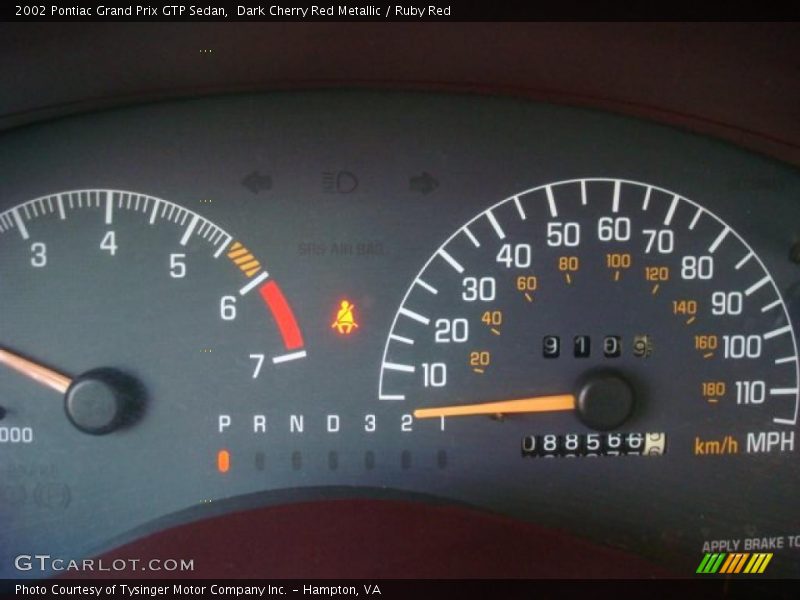 Dark Cherry Red Metallic / Ruby Red 2002 Pontiac Grand Prix GTP Sedan