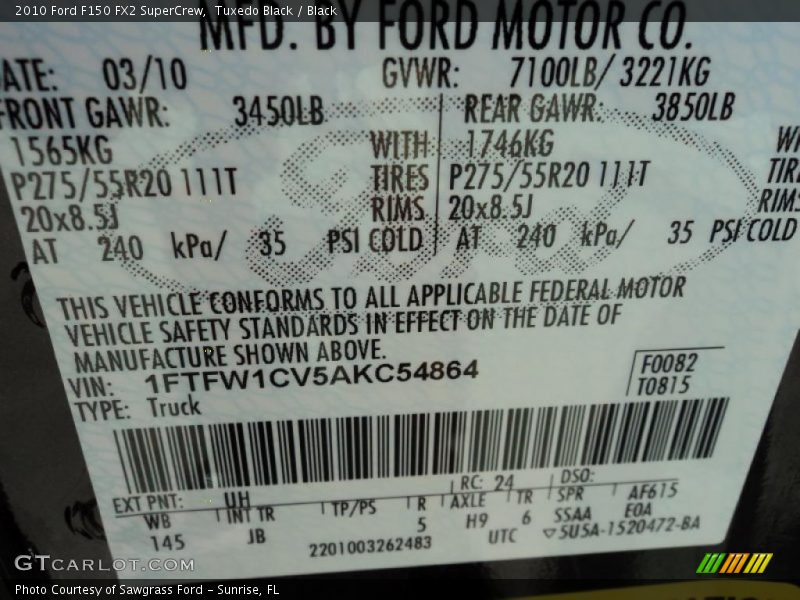 Tuxedo Black / Black 2010 Ford F150 FX2 SuperCrew