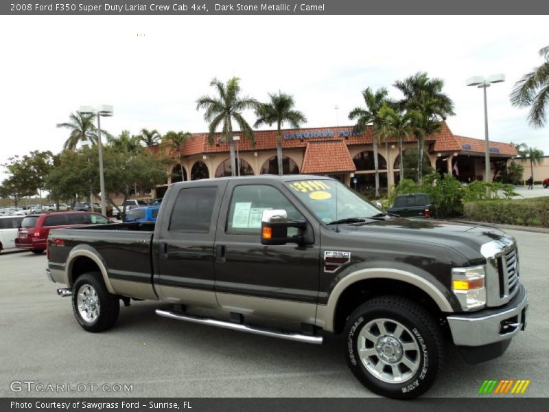 Dark Stone Metallic / Camel 2008 Ford F350 Super Duty Lariat Crew Cab 4x4