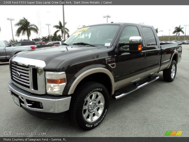 Dark Stone Metallic / Camel 2008 Ford F350 Super Duty Lariat Crew Cab 4x4
