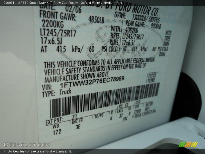 Oxford White / Medium Flint 2006 Ford F350 Super Duty XLT Crew Cab Dually