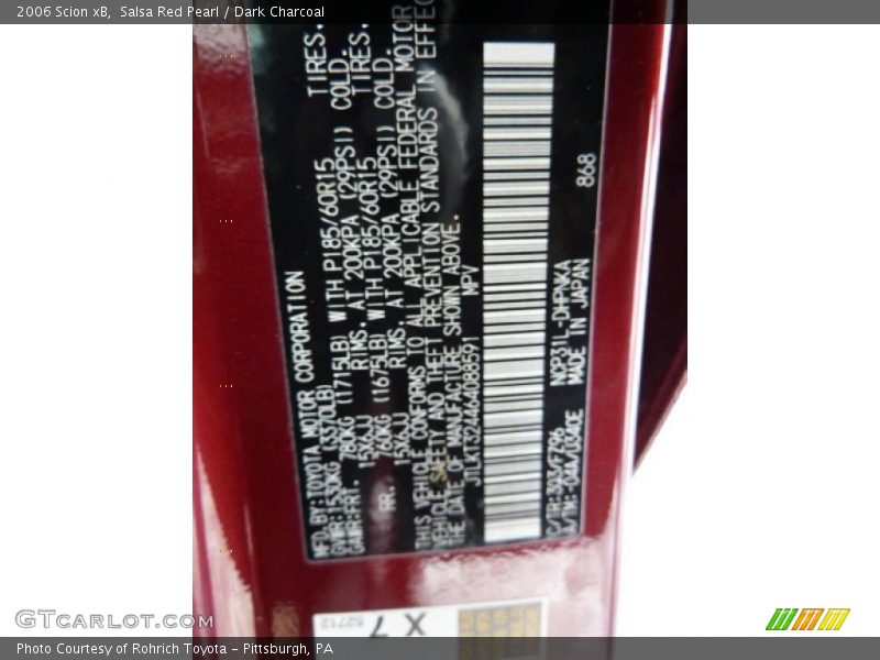 2006 xB  Salsa Red Pearl Color Code 3Q3