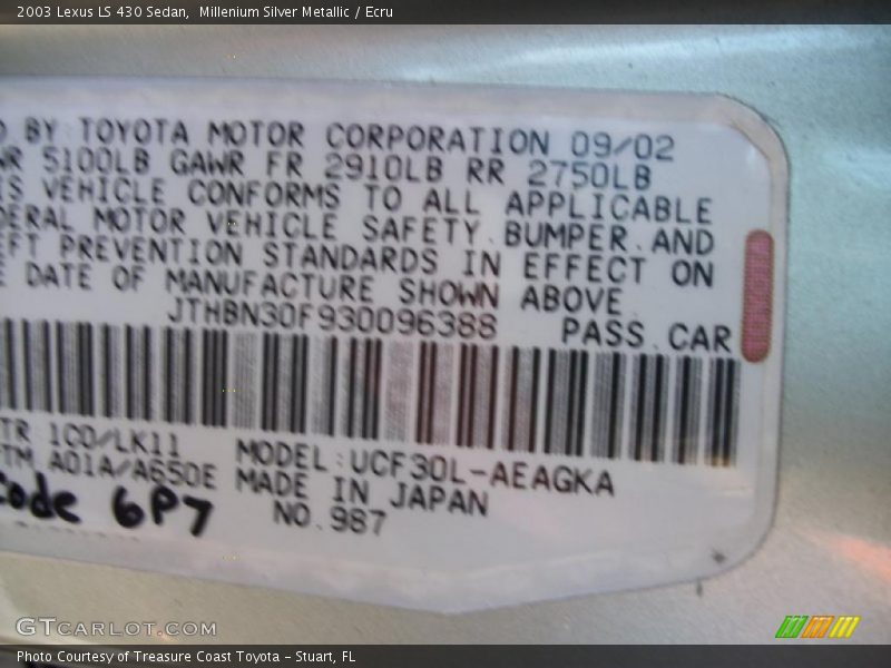 Millenium Silver Metallic / Ecru 2003 Lexus LS 430 Sedan