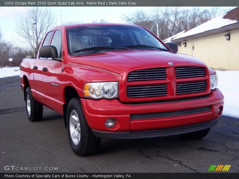 Flame Red / Dark Slate Gray 2002 Dodge Ram 1500 Sport Quad Cab 4x4