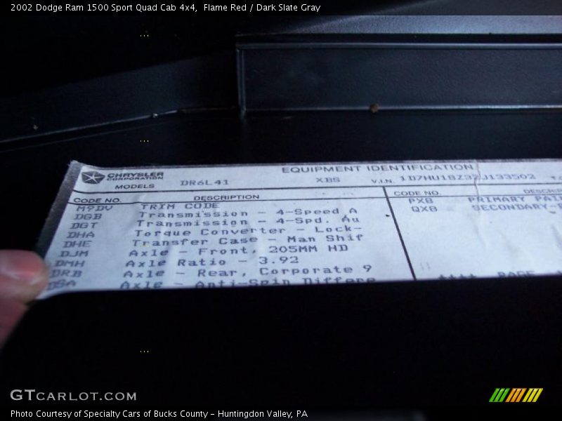 Flame Red / Dark Slate Gray 2002 Dodge Ram 1500 Sport Quad Cab 4x4