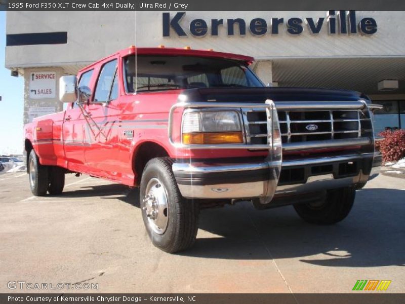 Ultra Red / Grey 1995 Ford F350 XLT Crew Cab 4x4 Dually
