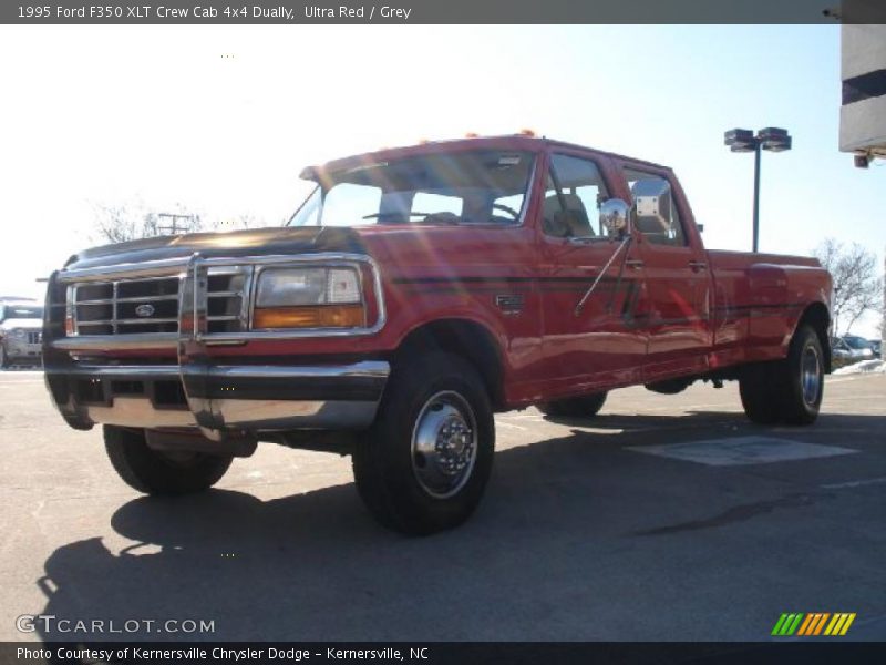 Ultra Red / Grey 1995 Ford F350 XLT Crew Cab 4x4 Dually