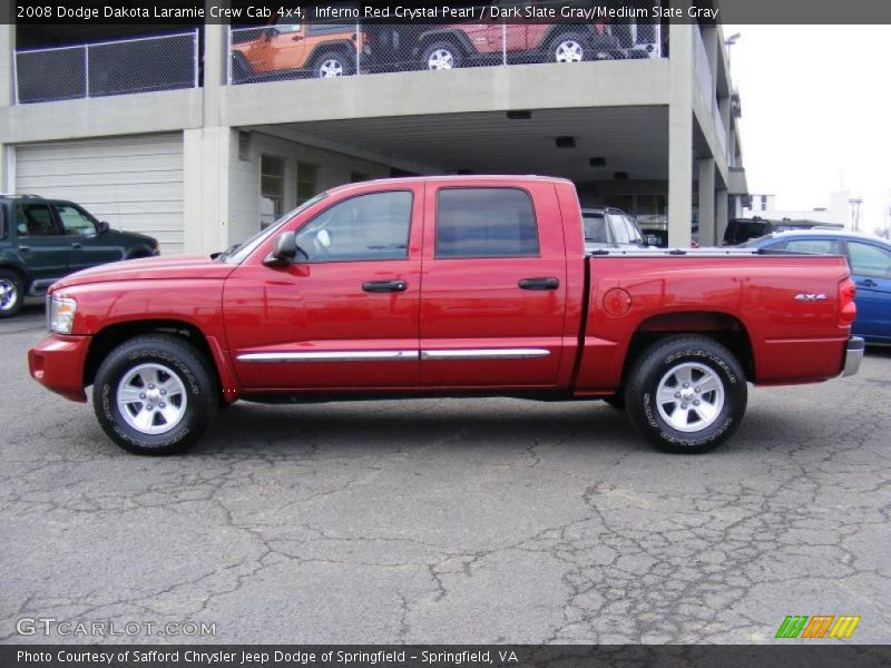 Inferno Red Crystal Pearl / Dark Slate Gray/Medium Slate Gray 2008 Dodge Dakota Laramie Crew Cab 4x4