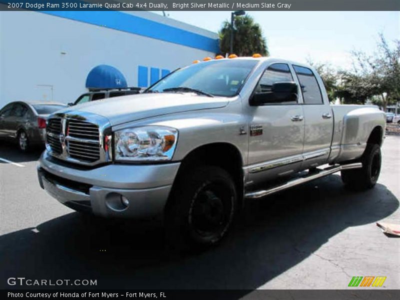 Bright Silver Metallic / Medium Slate Gray 2007 Dodge Ram 3500 Laramie Quad Cab 4x4 Dually
