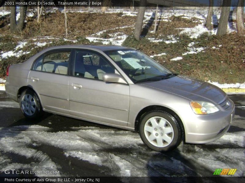 Titanium Metallic / Beige 2001 Honda Civic EX Sedan