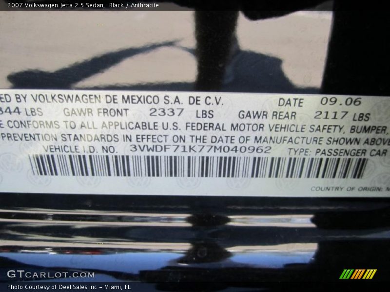 Black / Anthracite 2007 Volkswagen Jetta 2.5 Sedan