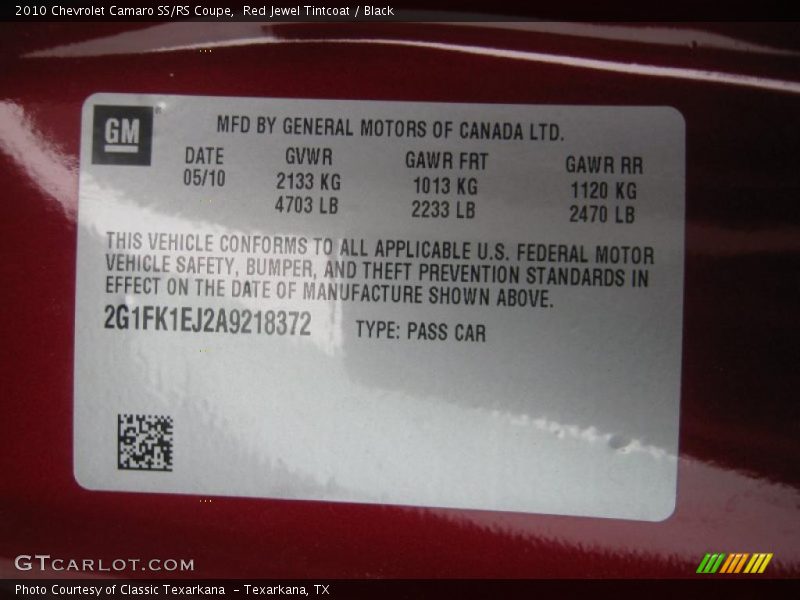 Red Jewel Tintcoat / Black 2010 Chevrolet Camaro SS/RS Coupe