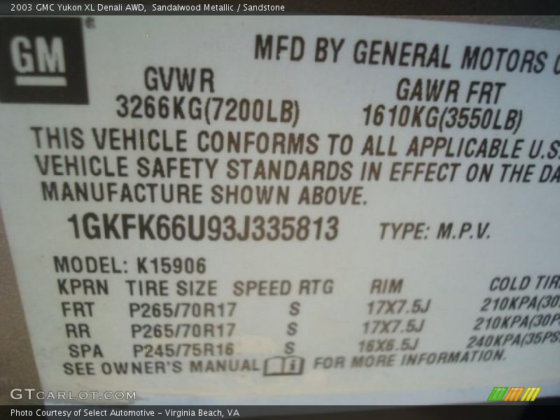 Sandalwood Metallic / Sandstone 2003 GMC Yukon XL Denali AWD