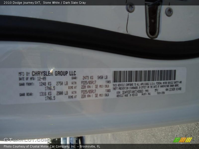 Stone White / Dark Slate Gray 2010 Dodge Journey SXT