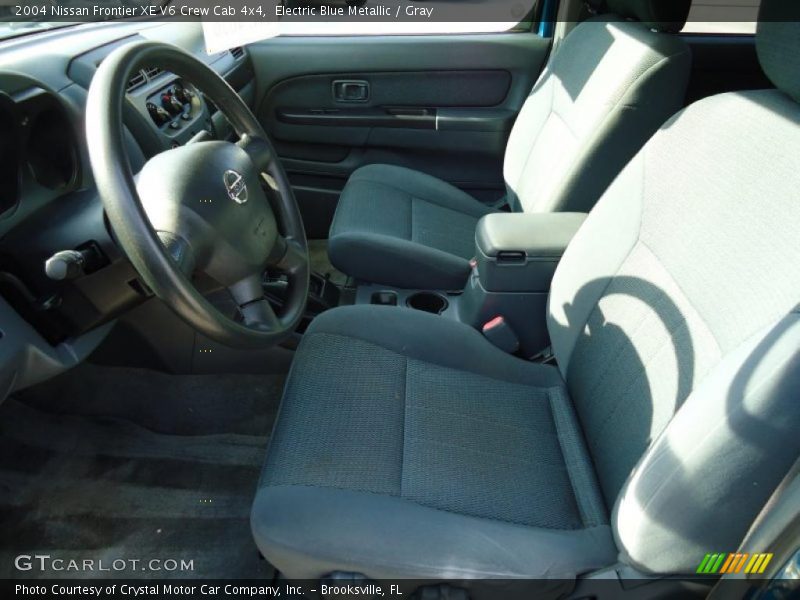 Electric Blue Metallic / Gray 2004 Nissan Frontier XE V6 Crew Cab 4x4