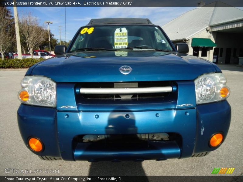 Electric Blue Metallic / Gray 2004 Nissan Frontier XE V6 Crew Cab 4x4