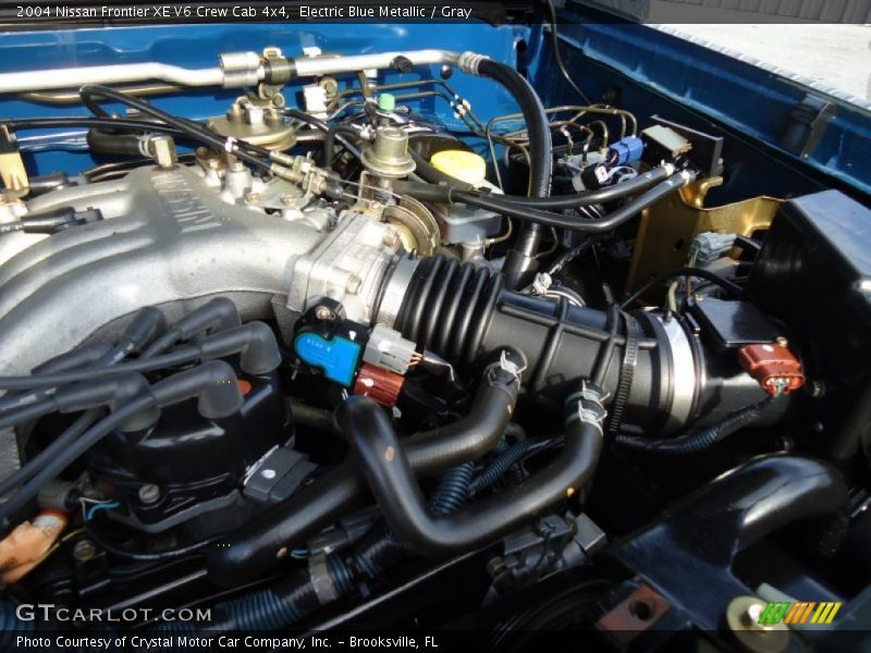 Electric Blue Metallic / Gray 2004 Nissan Frontier XE V6 Crew Cab 4x4