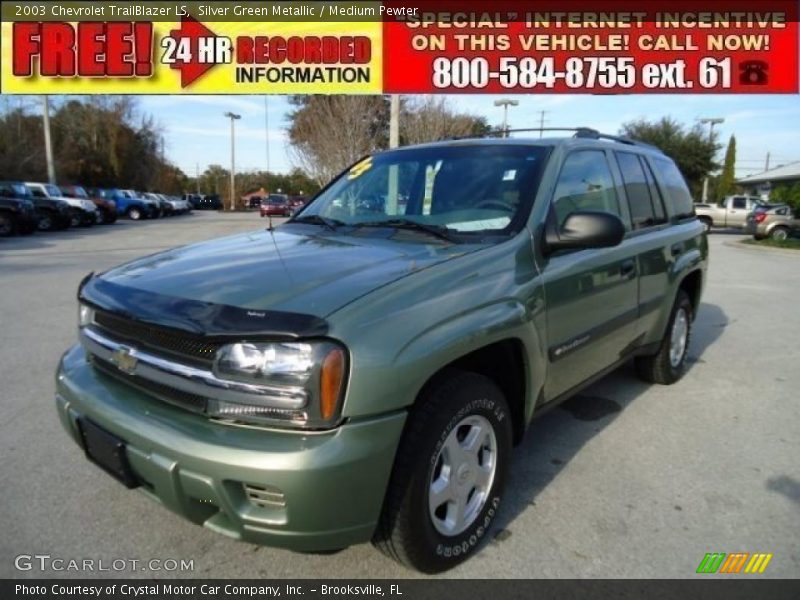 Silver Green Metallic / Medium Pewter 2003 Chevrolet TrailBlazer LS