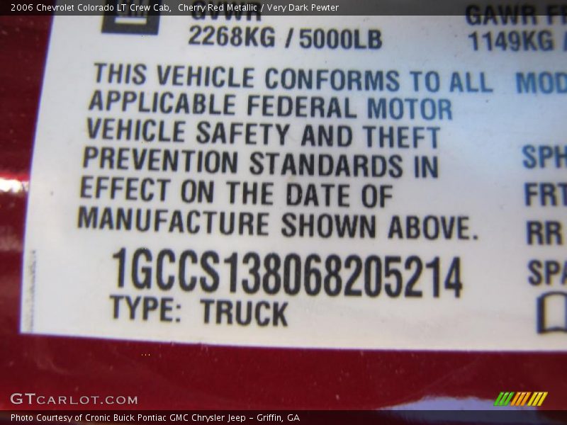 Cherry Red Metallic / Very Dark Pewter 2006 Chevrolet Colorado LT Crew Cab