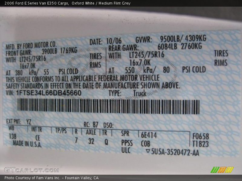 Oxford White / Medium Flint Grey 2006 Ford E Series Van E350 Cargo