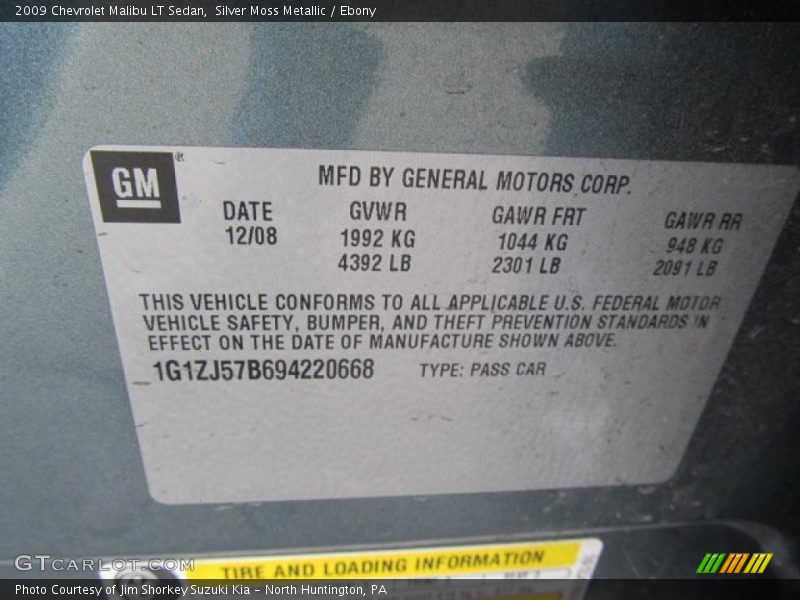 Silver Moss Metallic / Ebony 2009 Chevrolet Malibu LT Sedan