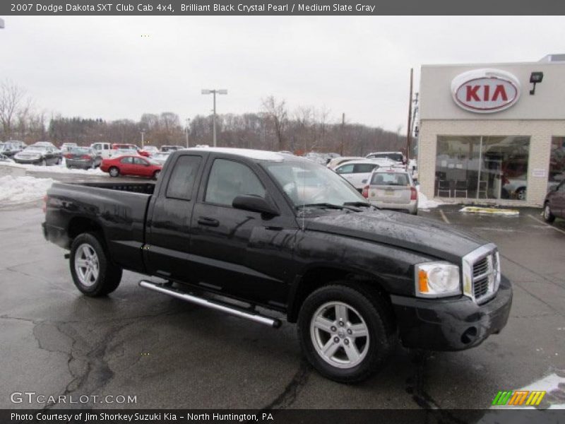 Brilliant Black Crystal Pearl / Medium Slate Gray 2007 Dodge Dakota SXT Club Cab 4x4