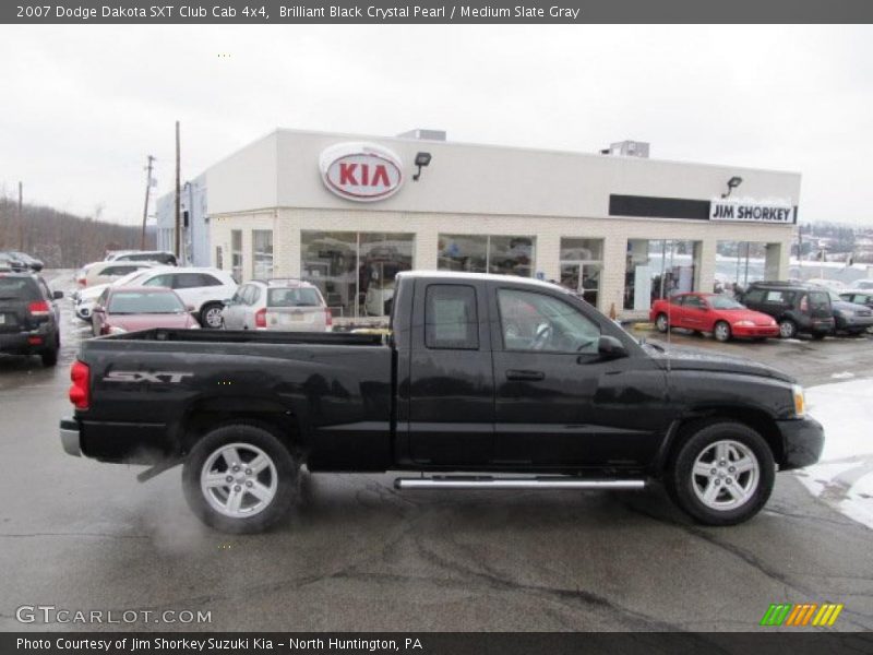 Brilliant Black Crystal Pearl / Medium Slate Gray 2007 Dodge Dakota SXT Club Cab 4x4