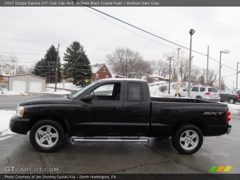 Brilliant Black Crystal Pearl / Medium Slate Gray 2007 Dodge Dakota SXT Club Cab 4x4