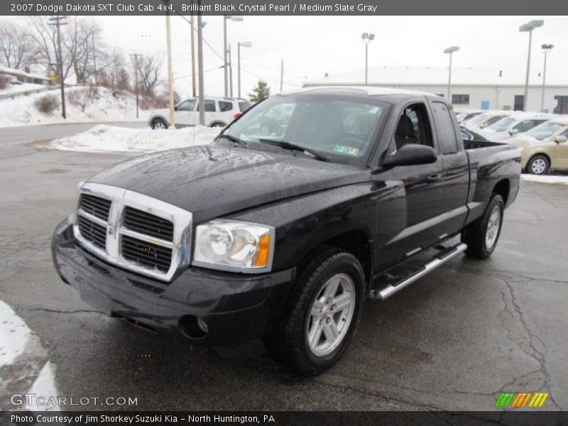 Brilliant Black Crystal Pearl / Medium Slate Gray 2007 Dodge Dakota SXT Club Cab 4x4