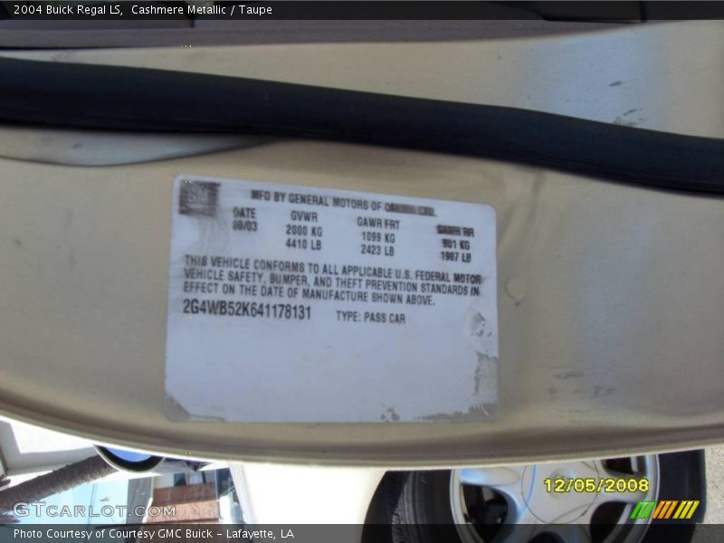 Cashmere Metallic / Taupe 2004 Buick Regal LS