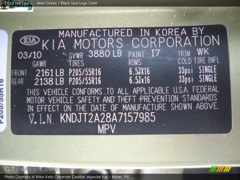 Alien Green / Black Soul Logo Cloth 2010 Kia Soul +