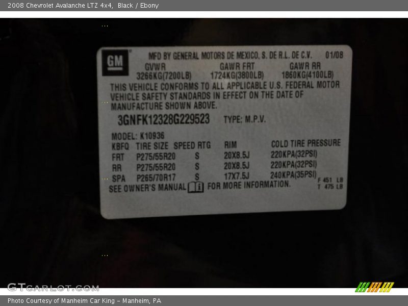 Black / Ebony 2008 Chevrolet Avalanche LTZ 4x4