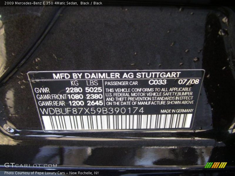 Black / Black 2009 Mercedes-Benz E 350 4Matic Sedan