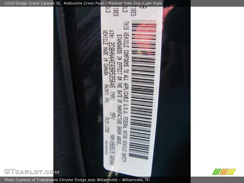 Melbourne Green Pearl / Medium Slate Gray/Light Shale 2009 Dodge Grand Caravan SE