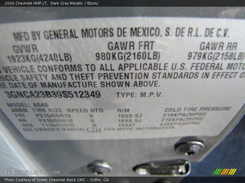 Dark Gray Metallic / Ebony 2009 Chevrolet HHR LT
