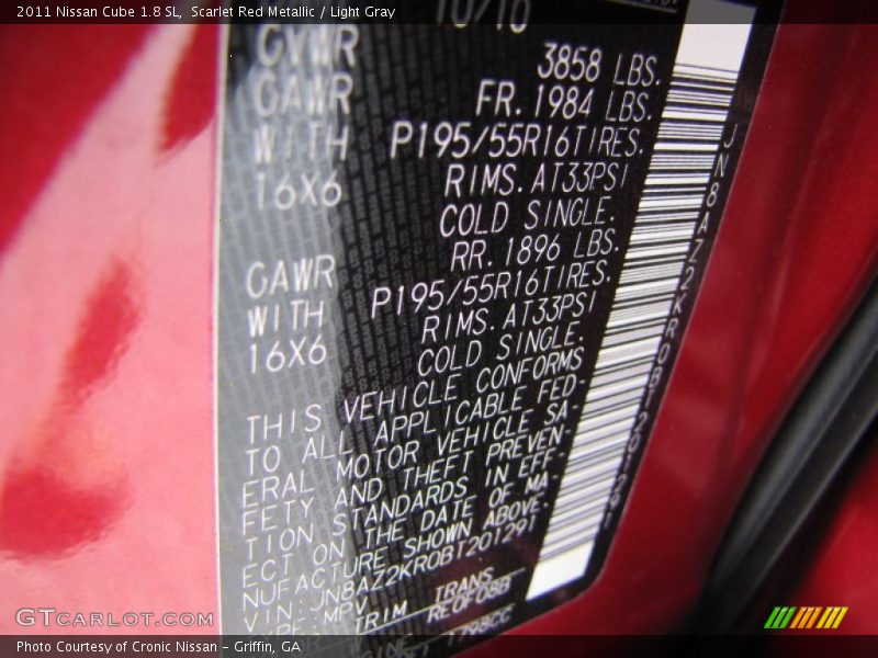 Scarlet Red Metallic / Light Gray 2011 Nissan Cube 1.8 SL