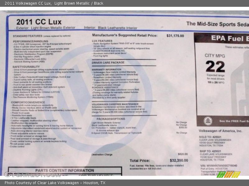  2011 CC Lux Window Sticker