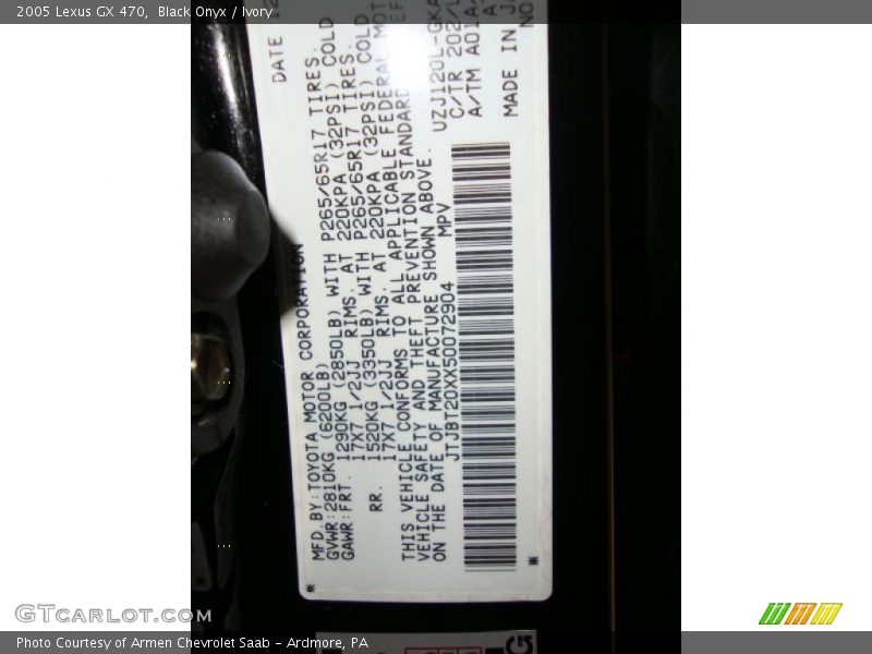 Black Onyx / Ivory 2005 Lexus GX 470