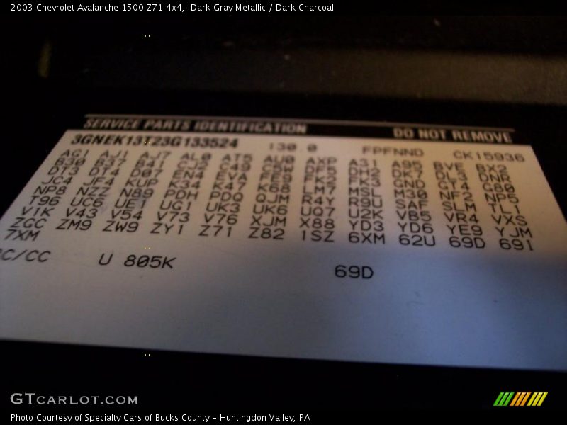 Dark Gray Metallic / Dark Charcoal 2003 Chevrolet Avalanche 1500 Z71 4x4
