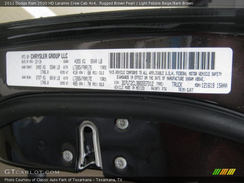 Rugged Brown Pearl / Light Pebble Beige/Bark Brown 2011 Dodge Ram 2500 HD Laramie Crew Cab 4x4
