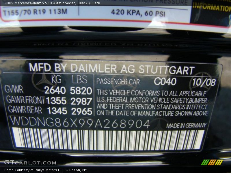 Black / Black 2009 Mercedes-Benz S 550 4Matic Sedan