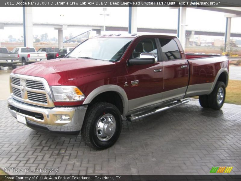 Deep Cherry Red Crystal Pearl / Light Pebble Beige/Bark Brown 2011 Dodge Ram 3500 HD Laramie Crew Cab 4x4 Dually