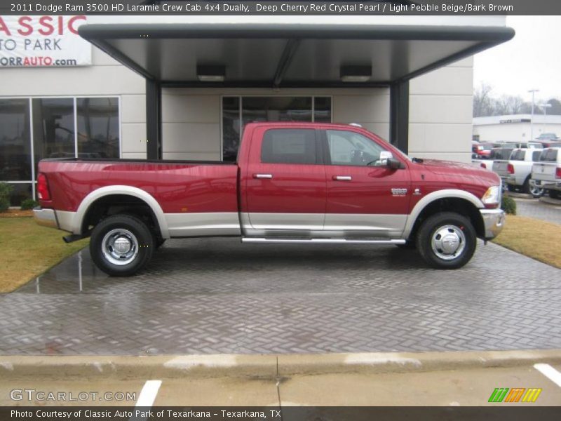 Deep Cherry Red Crystal Pearl / Light Pebble Beige/Bark Brown 2011 Dodge Ram 3500 HD Laramie Crew Cab 4x4 Dually