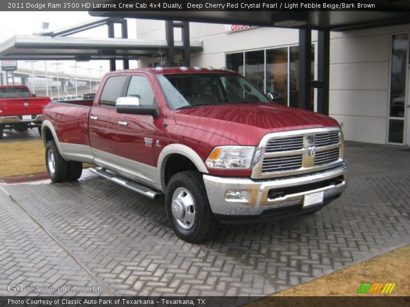 Deep Cherry Red Crystal Pearl / Light Pebble Beige/Bark Brown 2011 Dodge Ram 3500 HD Laramie Crew Cab 4x4 Dually