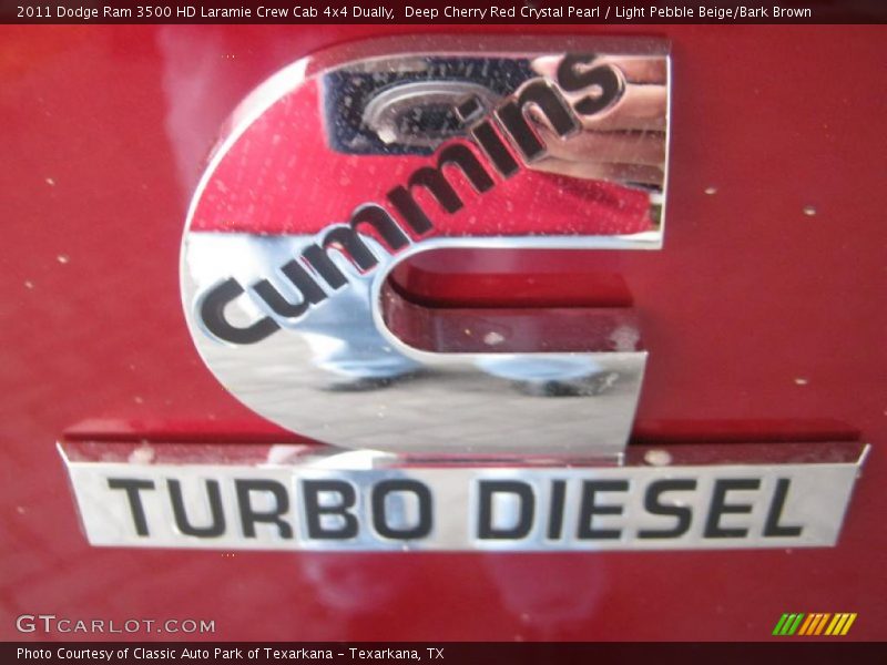 Deep Cherry Red Crystal Pearl / Light Pebble Beige/Bark Brown 2011 Dodge Ram 3500 HD Laramie Crew Cab 4x4 Dually