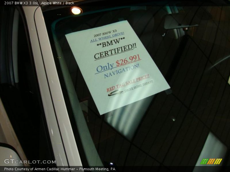 Alpine White / Black 2007 BMW X3 3.0si