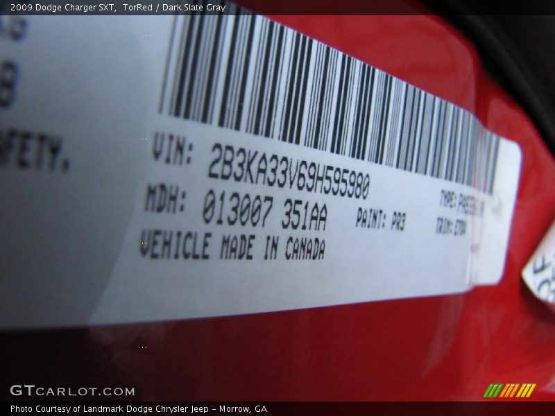 TorRed / Dark Slate Gray 2009 Dodge Charger SXT