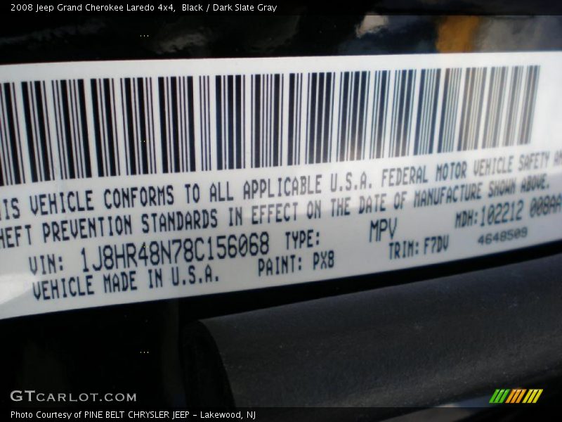 Black / Dark Slate Gray 2008 Jeep Grand Cherokee Laredo 4x4