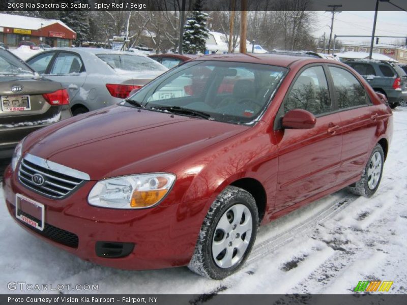 Spicy Red / Beige 2008 Kia Spectra EX Sedan