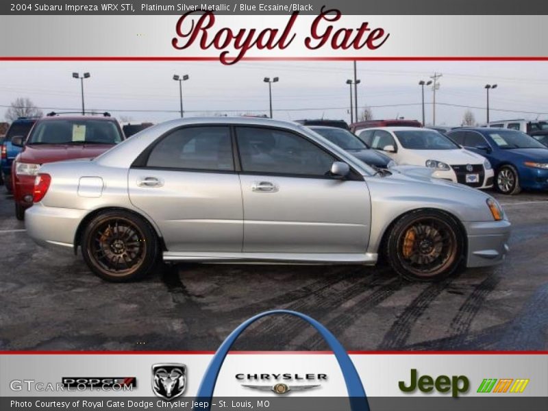 Platinum Silver Metallic / Blue Ecsaine/Black 2004 Subaru Impreza WRX STi
